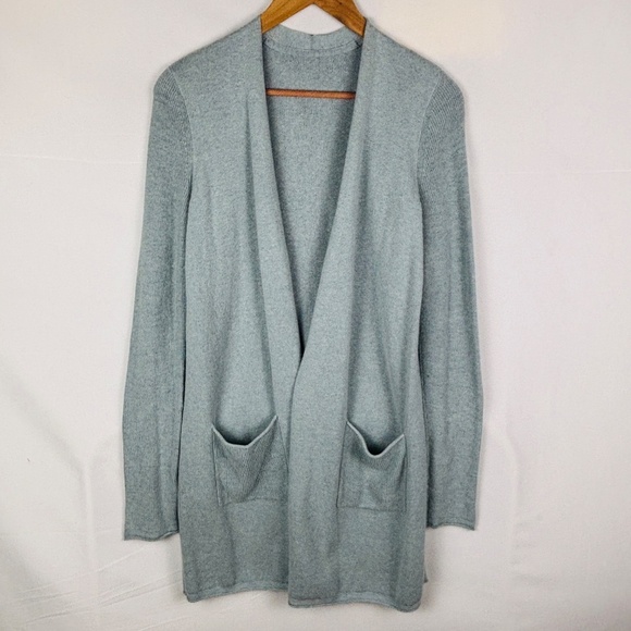 J Jill Women Linen Open Front Cardigan Duster Sweater Sz M Lagenlook Office - Picture 1 of 8